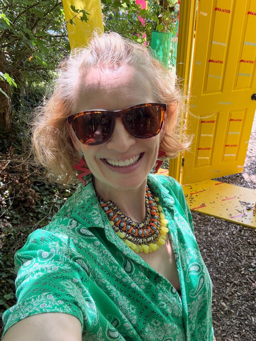 Sarah by the yellow Sistaland door